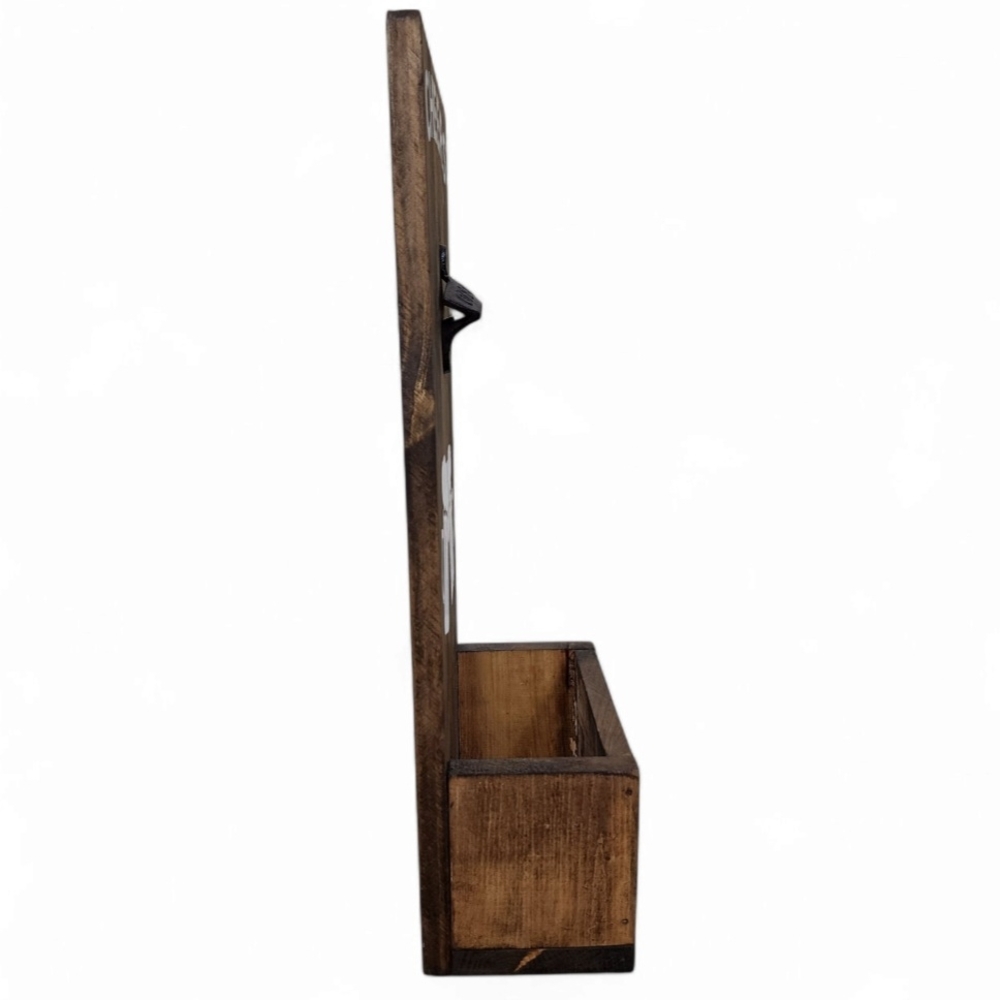 Rustic Wooden Wall Mounted Bottle Opener with Cap Catcher - Picture 4 of 6
